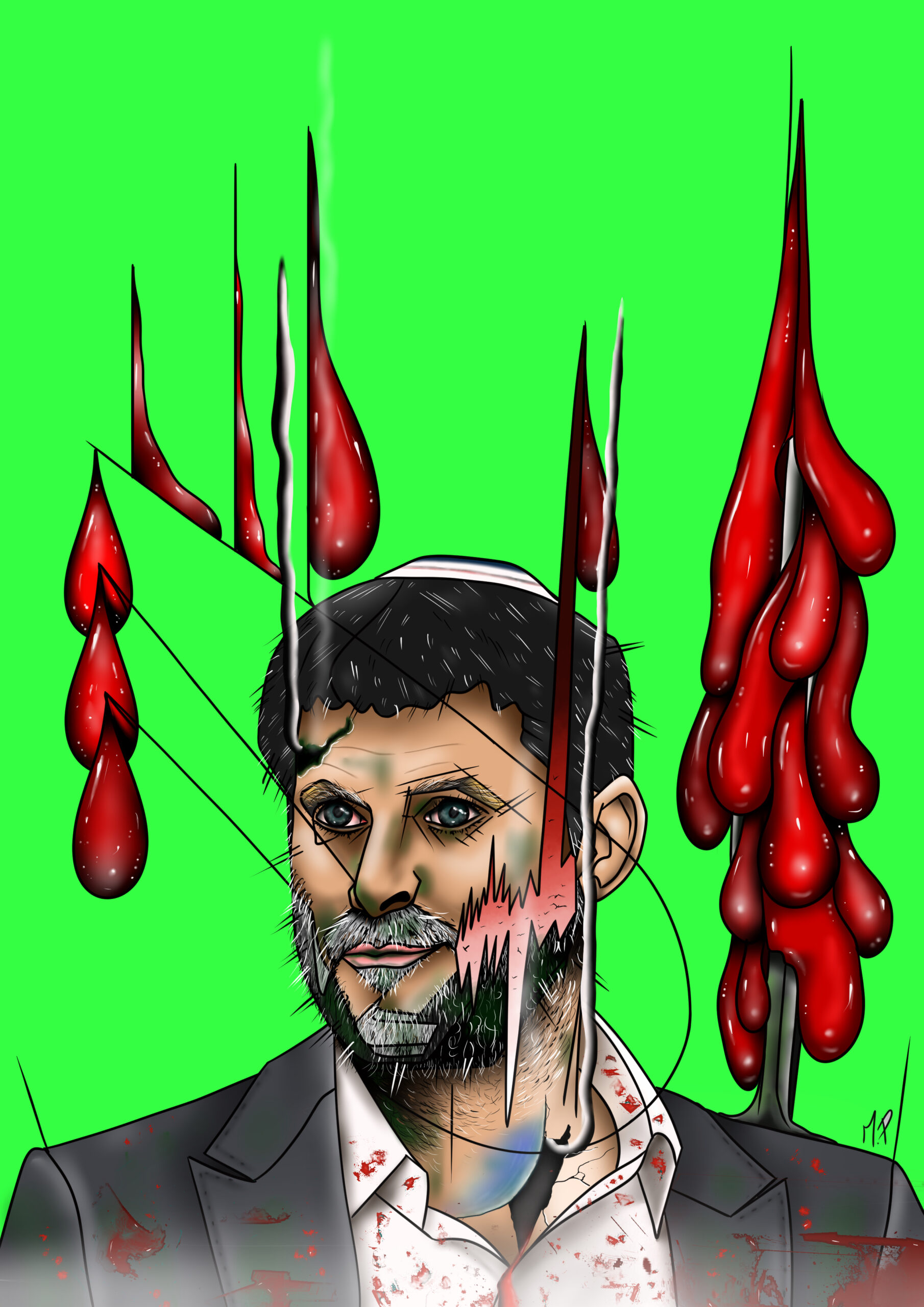 Ritratto di Bezalel Smotrich 2, 2024 disegno digitale, Pasquale Mastrogiacomo.