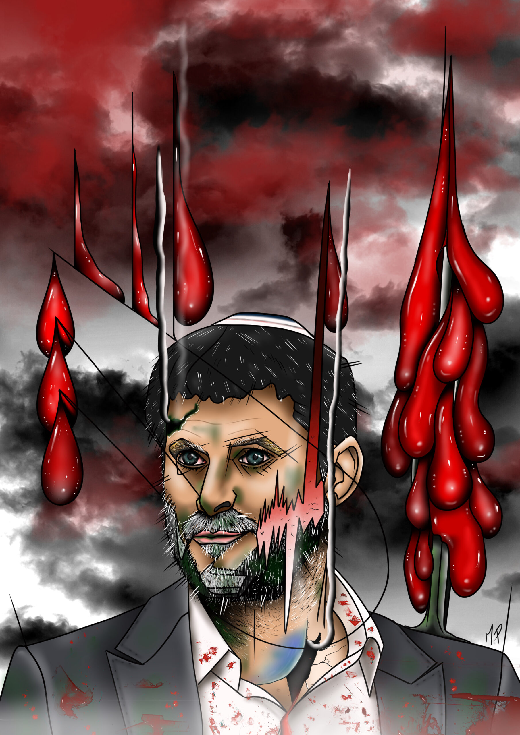 Ritratto di Bezalel Smotrich, 2024 disegno digitale, Pasquale Mastrogiacomo.