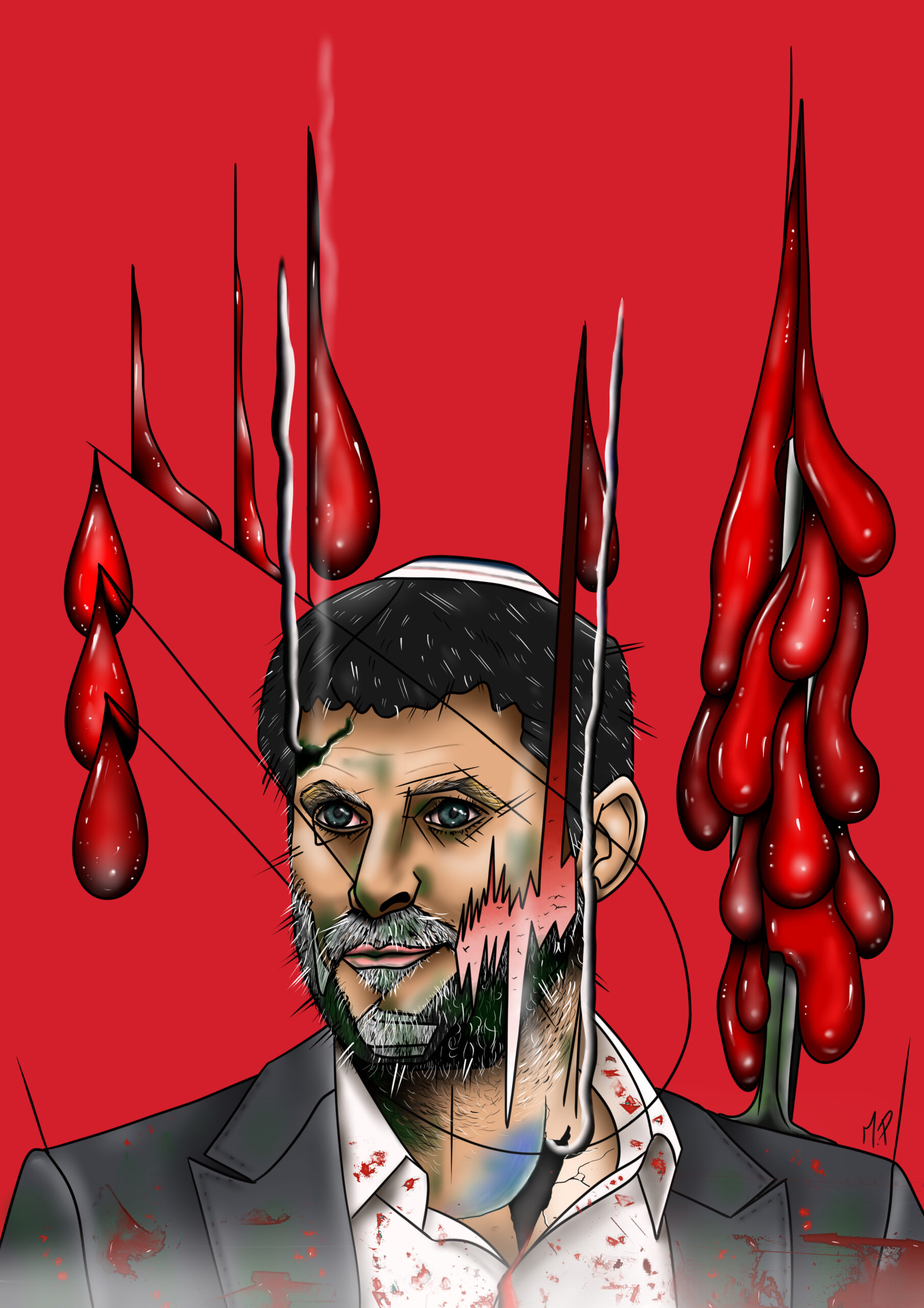 Ritratto di Bezalel Smotrich 4, 2024 disegno digitale, Pasquale Mastrogiacomo.