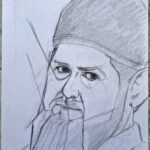 Ritratto di Ramzán Akhmátovič Kadýrov , 2023 disegno a matita su foglio A4,Pasquale Mastrogiacomo