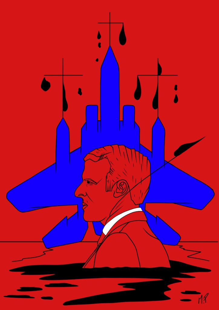 Ritratto di Emmanuel Macron 3, 2024 disegno digitale, Pasquale Mastrogiacomo
