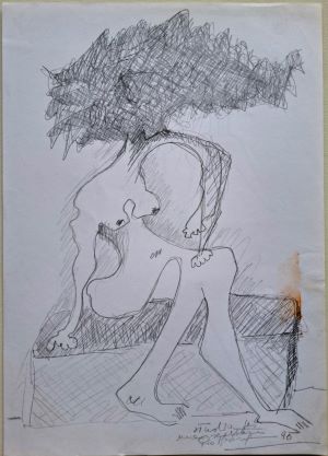 Disegno di Donna , 1995 matita su foglio A4,Pio Mastrogiacomo