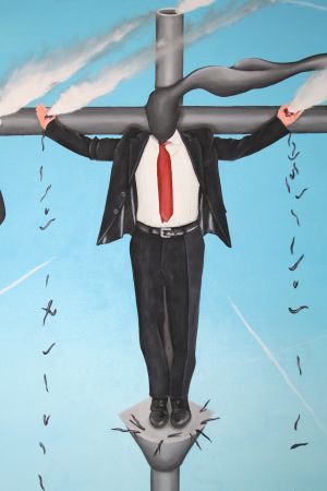 Particolare 4,Crocifissione contemporanea (contemporary crucifixion), 2016 dipinto olio su tela (painting oil on canvas) cm 60x80, Pasquale Mastrogiacomo